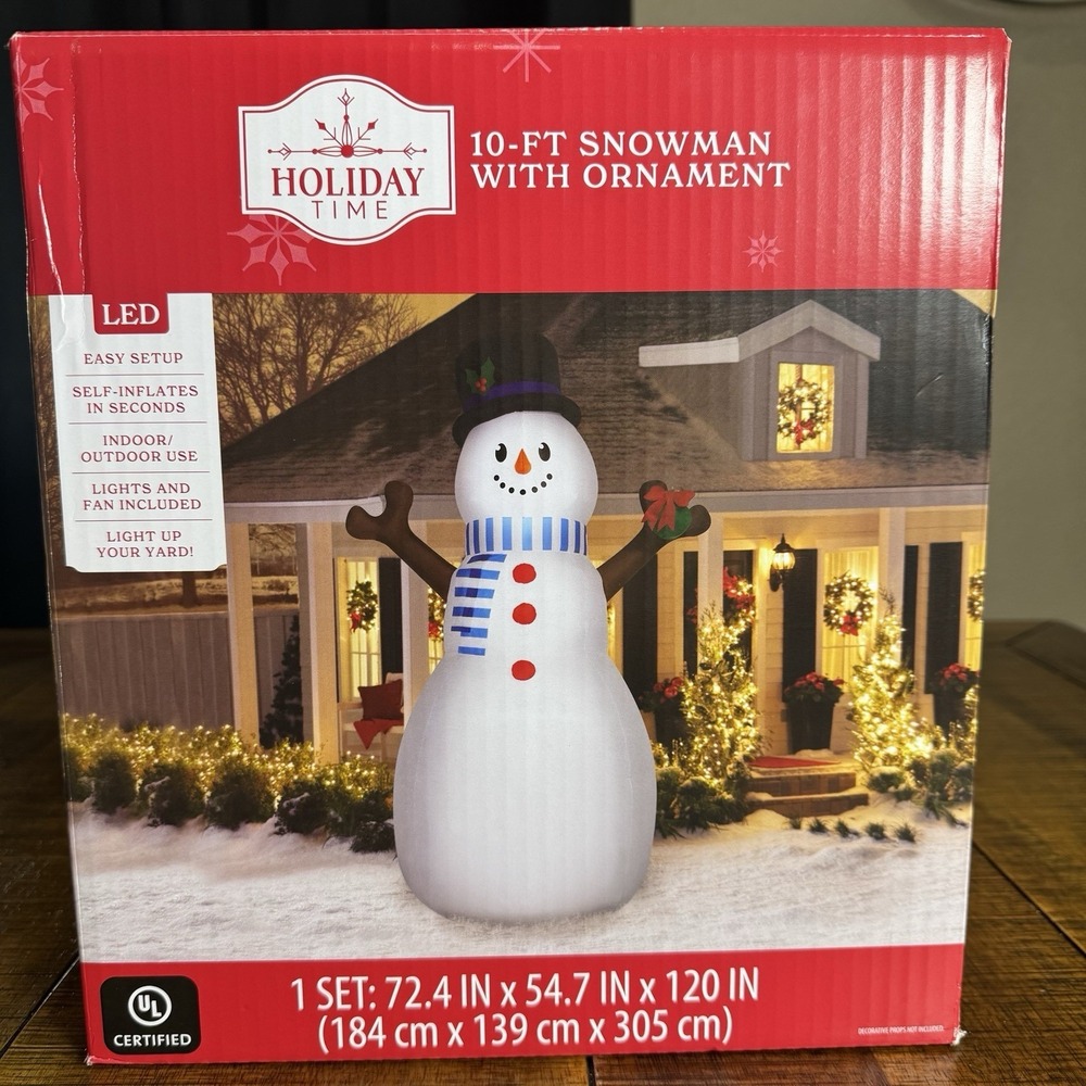 BNIB Gemmy 10ft Snowman With Ornament Airblown Christmas Yard‎ Inflatable